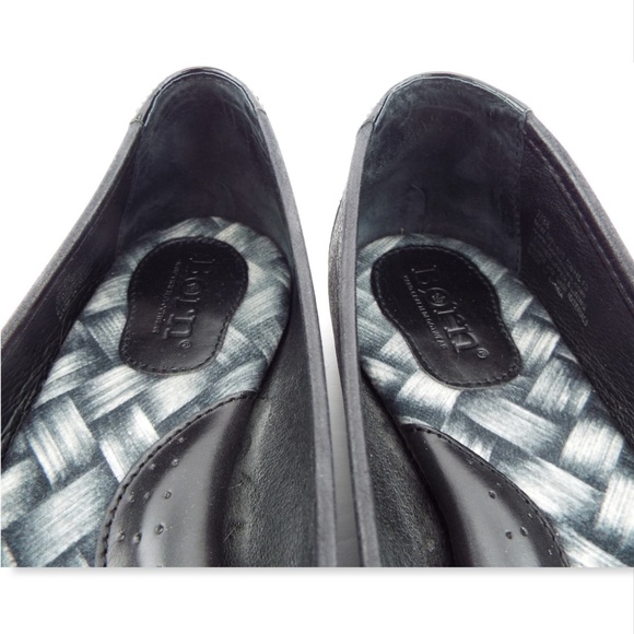 BORN Black Leather Cap Toe Ballet Flats 7 - Picture 8 of 8